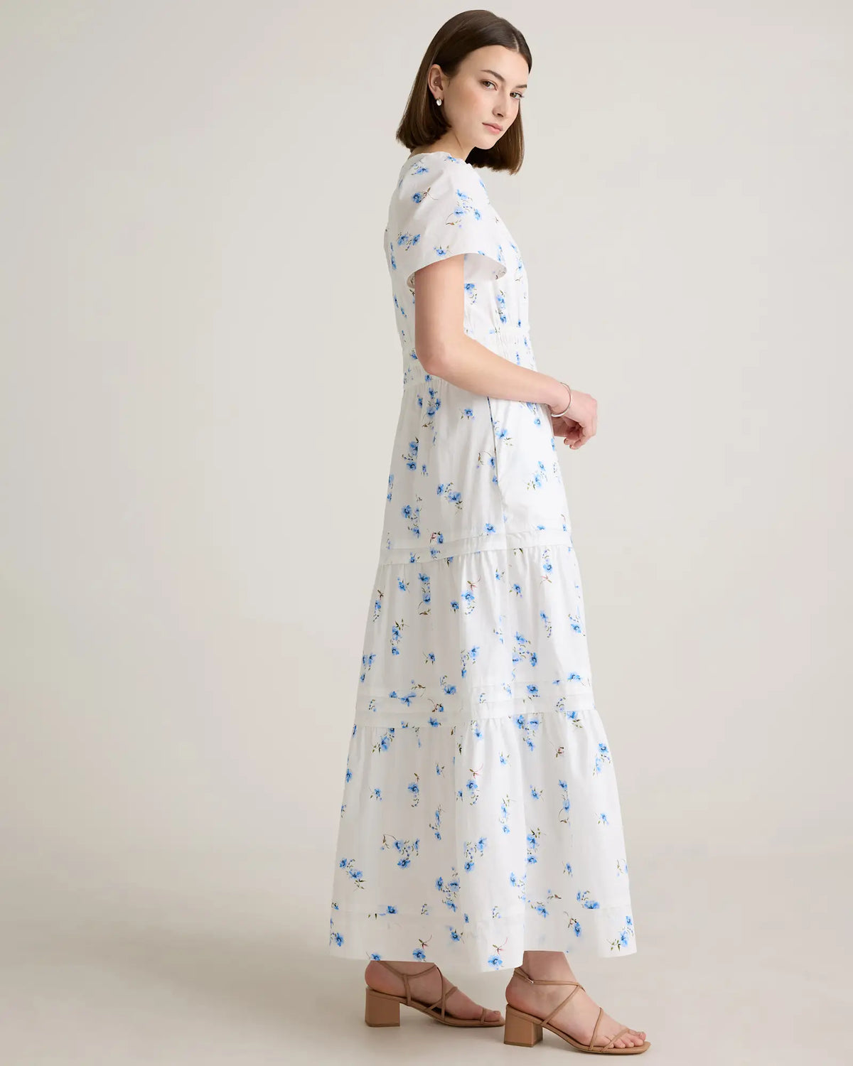 100% Organic Cotton Poplin Tiered Maxi Dress - US 7277