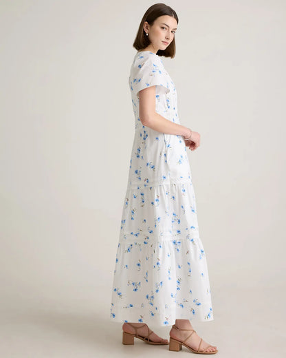 100% Organic Cotton Poplin Tiered Maxi Dress - US 7277