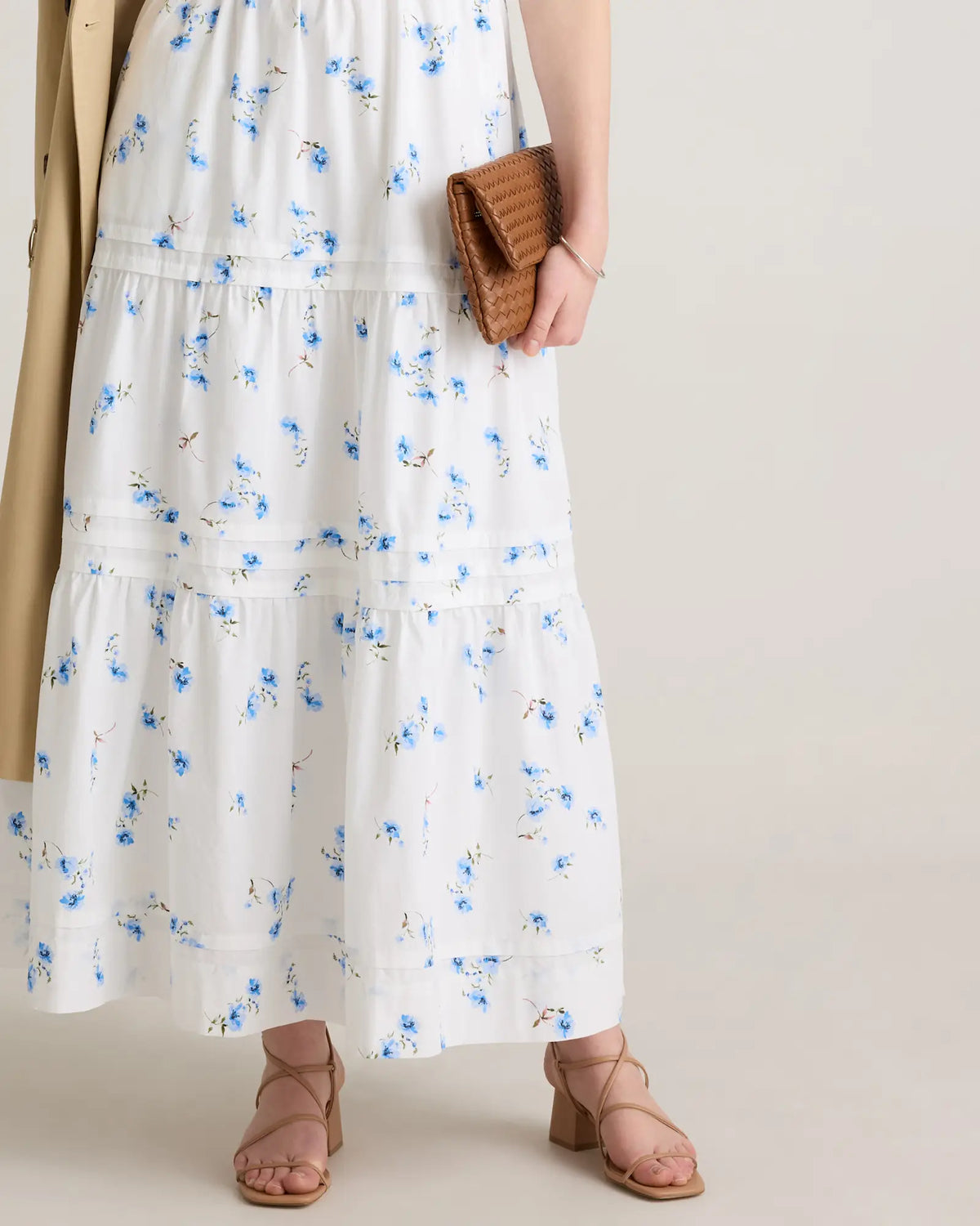 100% Organic Cotton Poplin Tiered Maxi Dress - US 7277