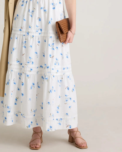 100% Organic Cotton Poplin Tiered Maxi Dress - US 7277