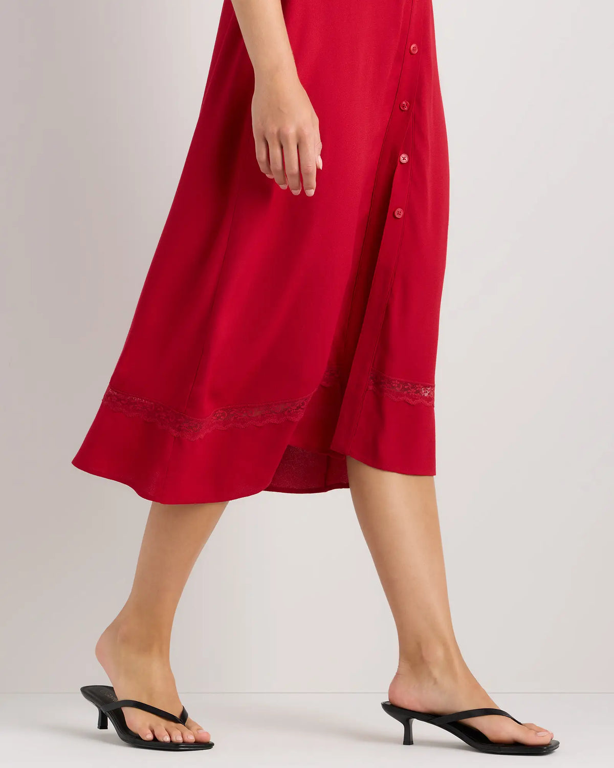 Lightweight Crepe Lace Inset Midi Dress - US 3612
