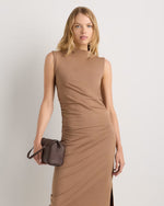Stretch Cotton Jersey Mock Neck Midi Dress - US 6130