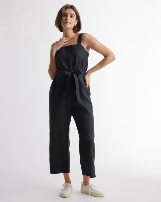 100% European Linen Square Neck Jumpsuit - US 6629