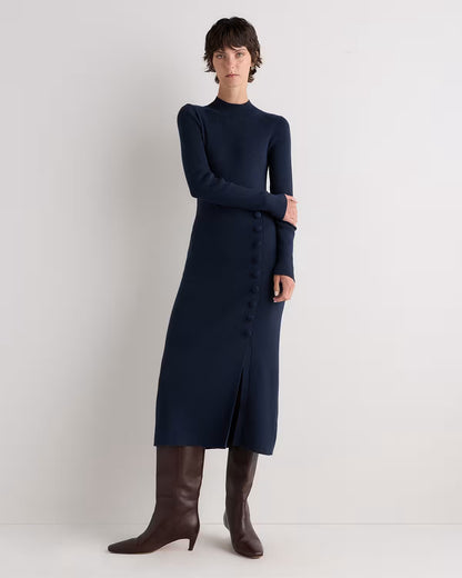 Cotton Cashmere Side Slit Midi Dress - US 1436