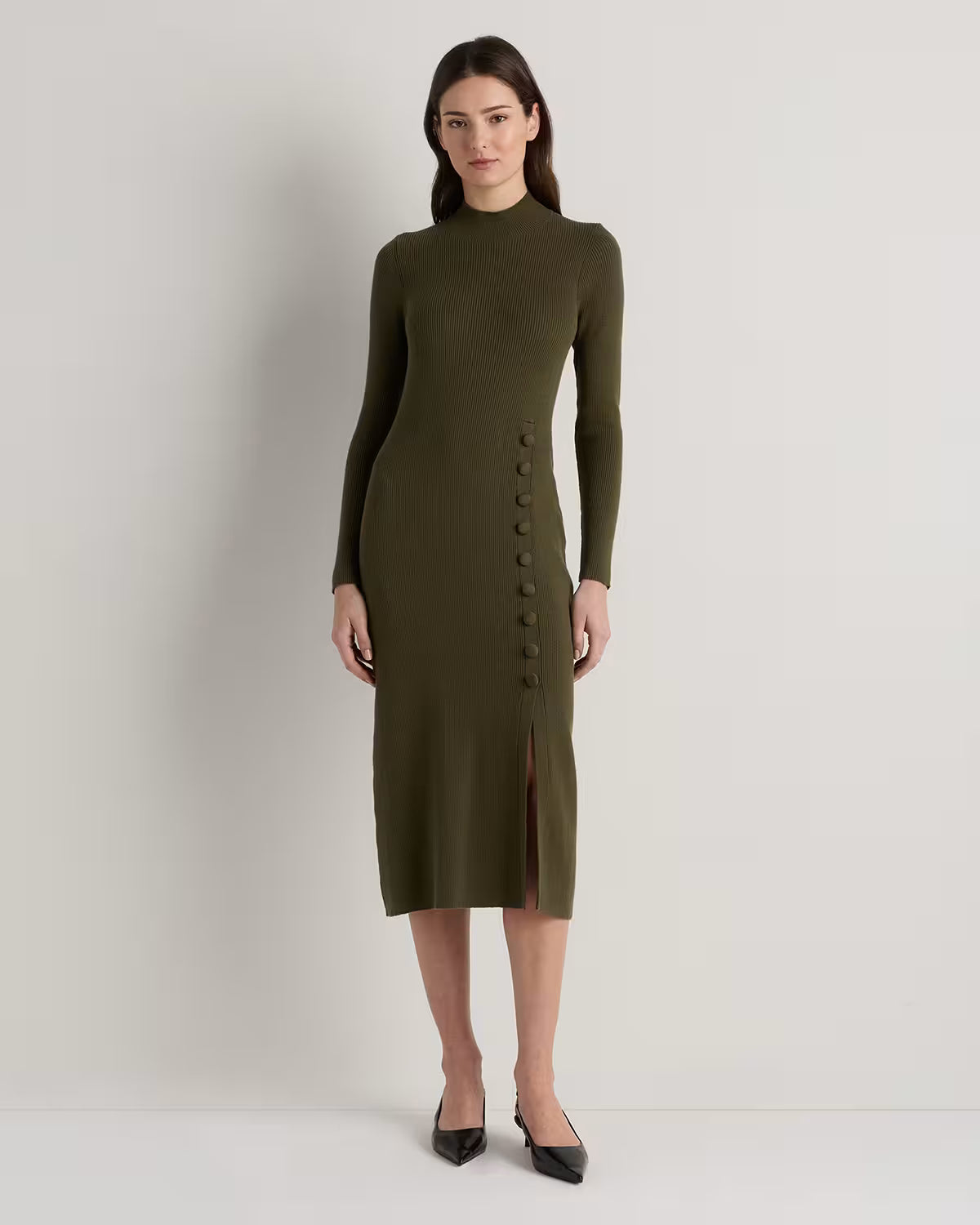 Cotton Cashmere Side Slit Midi Dress - US 1339