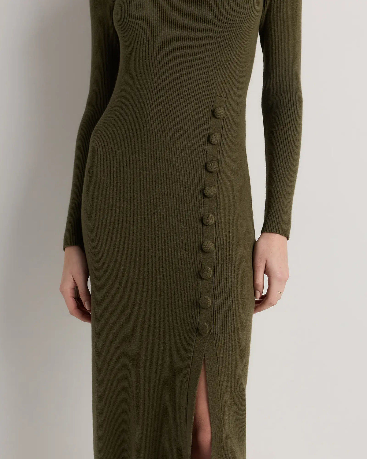 Cotton Cashmere Side Slit Midi Dress - US 1339