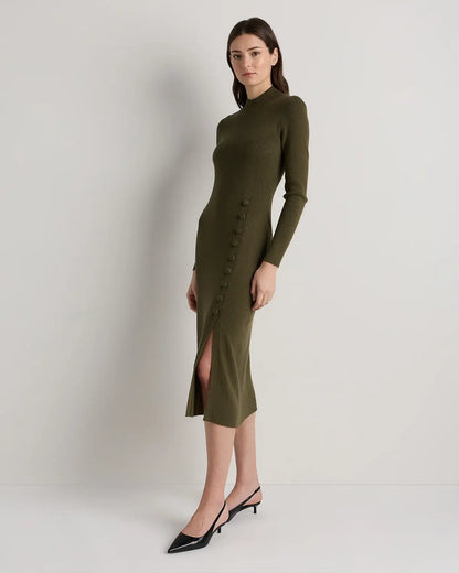 Cotton Cashmere Side Slit Midi Dress - US 1339