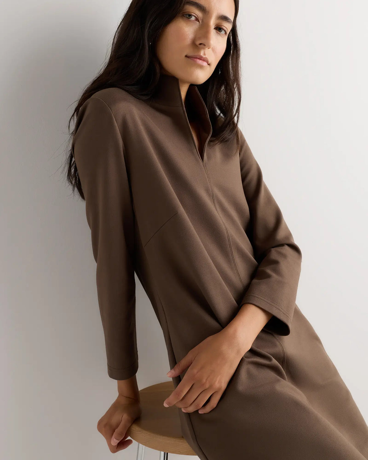 Ultra-Stretch Ponte Split Neck Mini Dress - US 2733