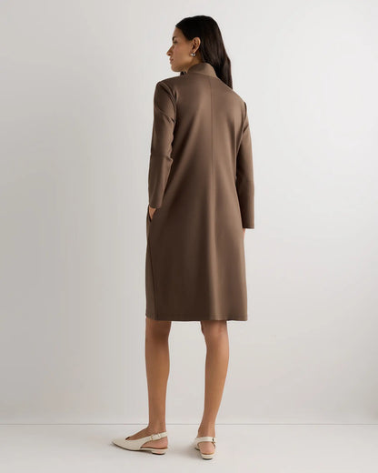 Ultra-Stretch Ponte Split Neck Mini Dress - US 2733