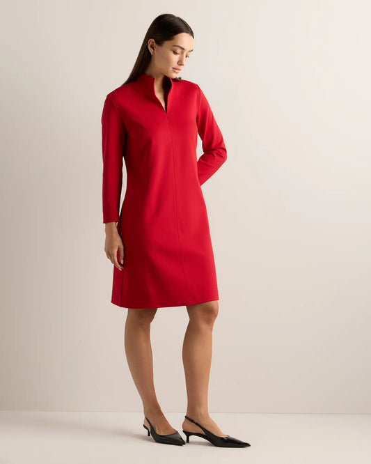 Ultra-Stretch Ponte Split Neck Mini Dress - US 0145