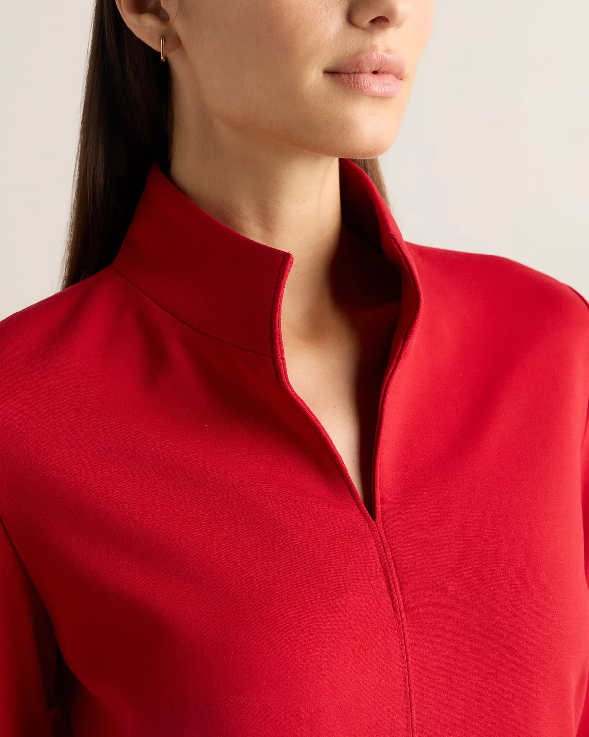 Ultra-Stretch Ponte Split Neck Mini Dress - US 0145