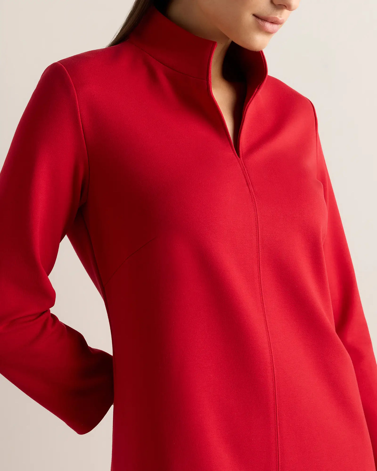 Ultra-Stretch Ponte Split Neck Mini Dress - US 0145