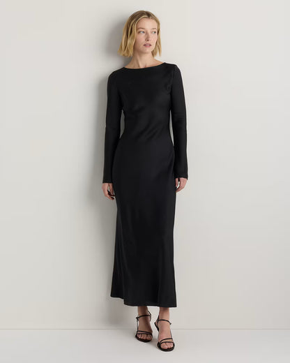 Washable Stretch Silk Long Sleeve Maxi Dress - US 3610