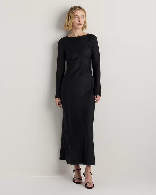 Washable Stretch Silk Long Sleeve Maxi Dress - US 3610
