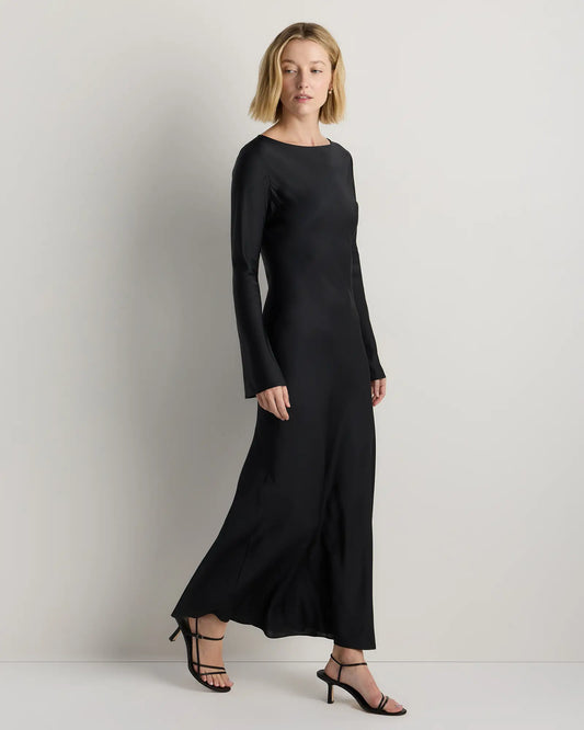 Washable Stretch Silk Long Sleeve Maxi Dress - US 3610