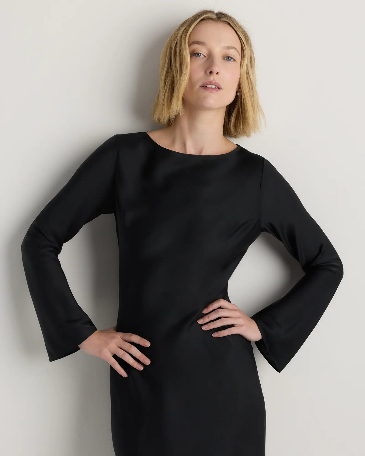 Washable Stretch Silk Long Sleeve Maxi Dress - US 3610