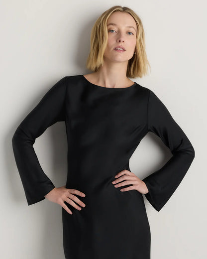 Washable Stretch Silk Long Sleeve Maxi Dress - US 3610