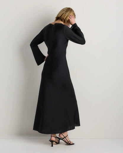 Washable Stretch Silk Long Sleeve Maxi Dress - US 3610
