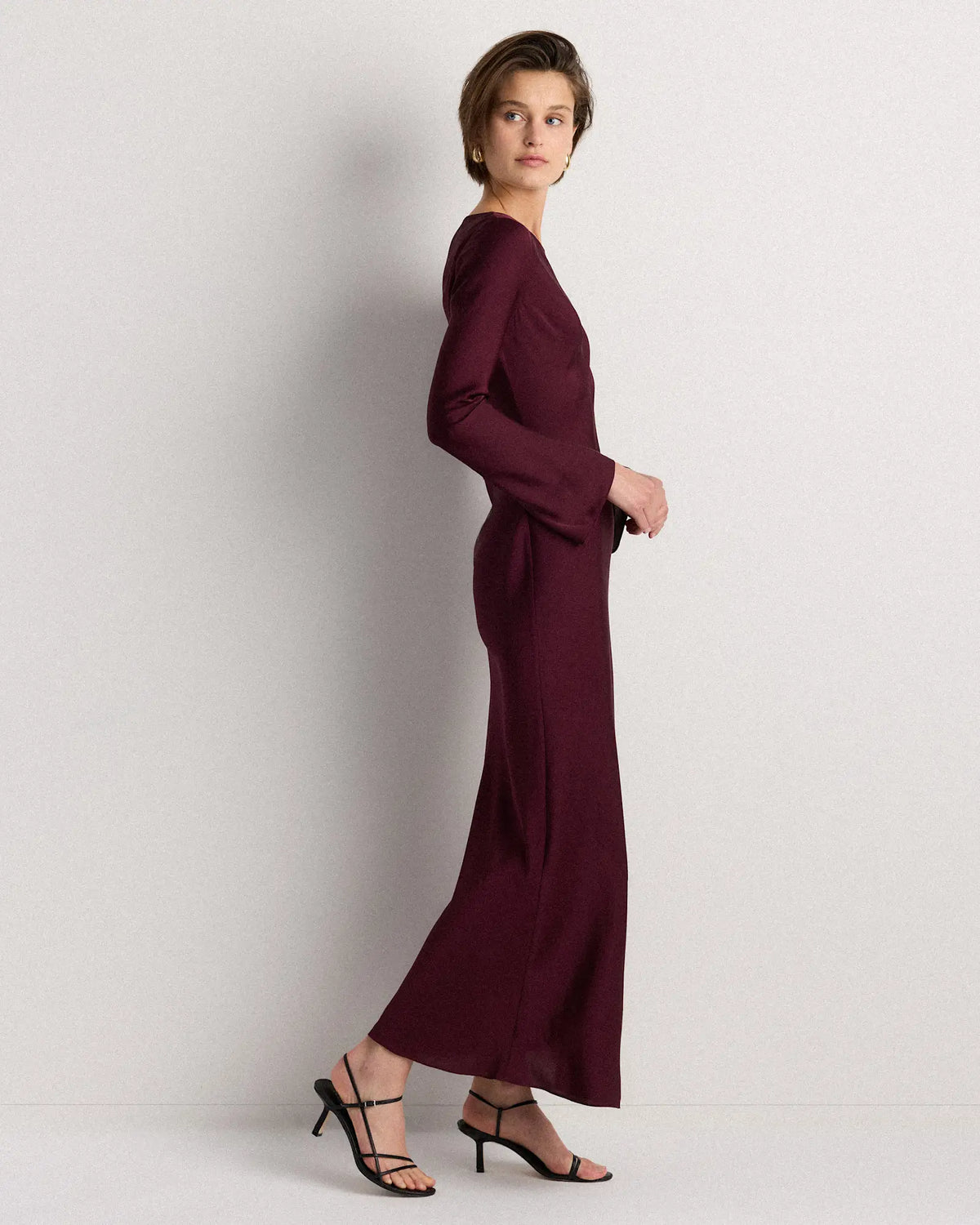 Washable Stretch Silk Long Sleeve Maxi Dress - US 3493