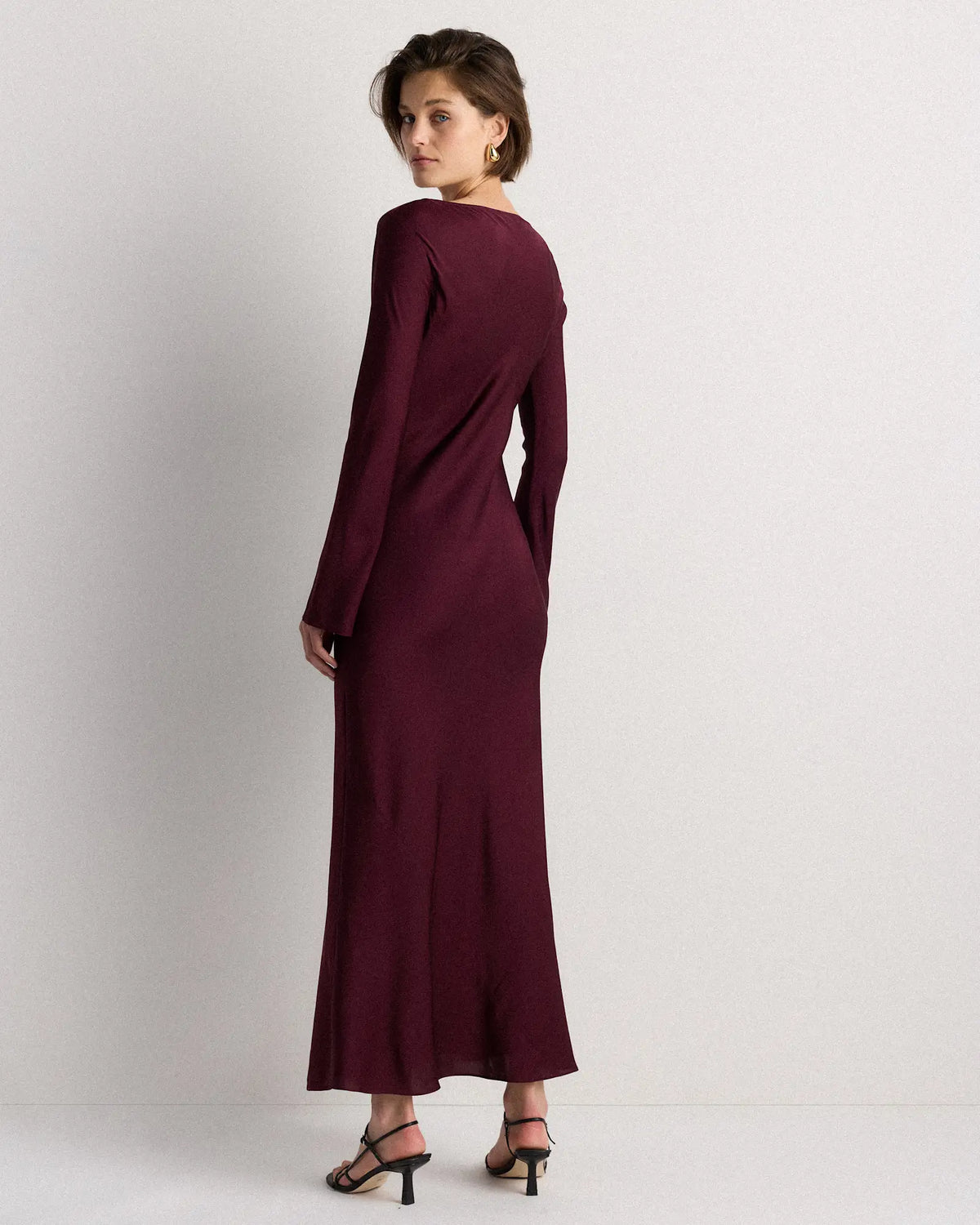 Washable Stretch Silk Long Sleeve Maxi Dress - US 3493