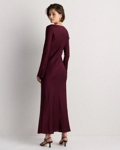 Washable Stretch Silk Long Sleeve Maxi Dress - US 3493