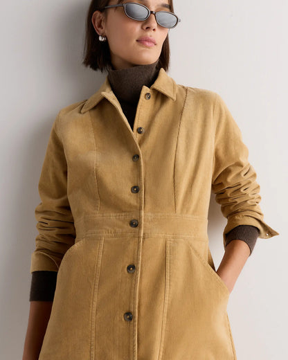 Organic Stretch Corduroy Mini Shirt Dress - US 6345