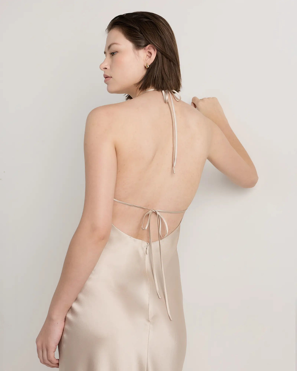 100% Washable Silk Halter Maxi Dress - US 2801