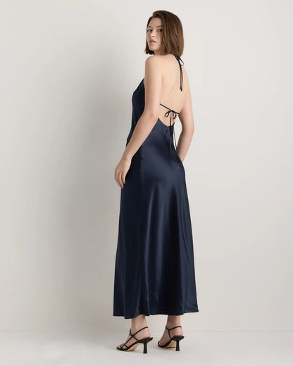 100% Washable Silk Halter Maxi Dress - US 1506