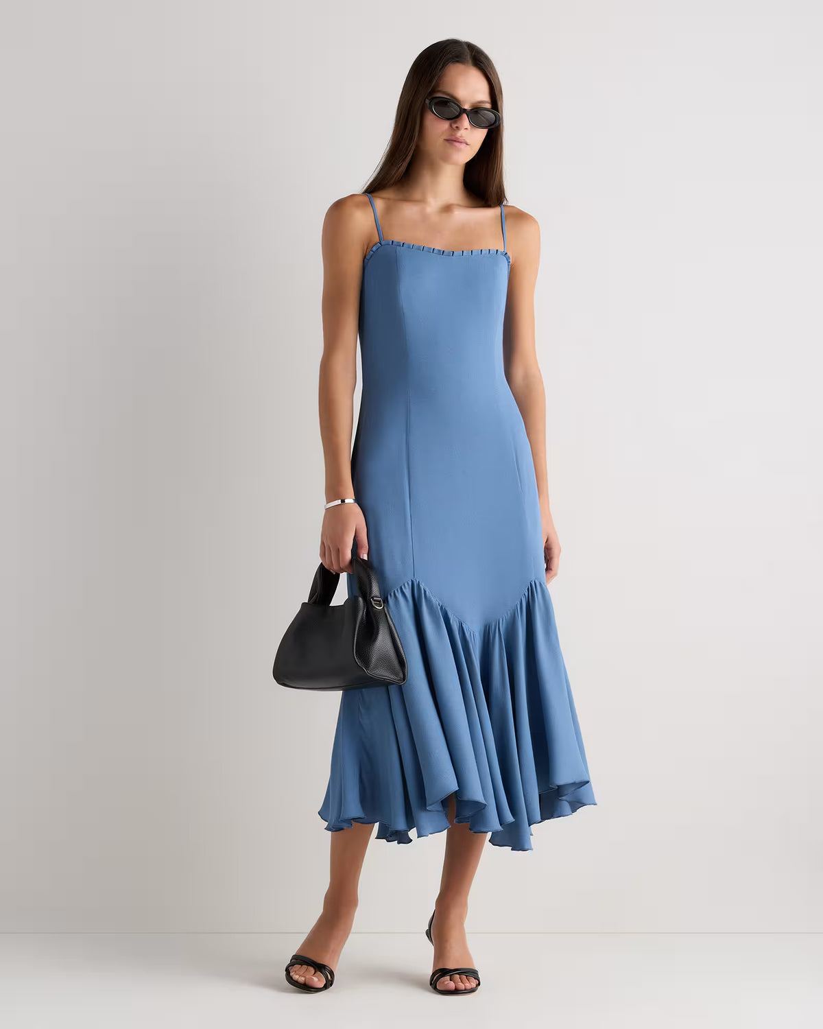 Lightweight Crepe Pleated Hem Midi Dress - US 2021