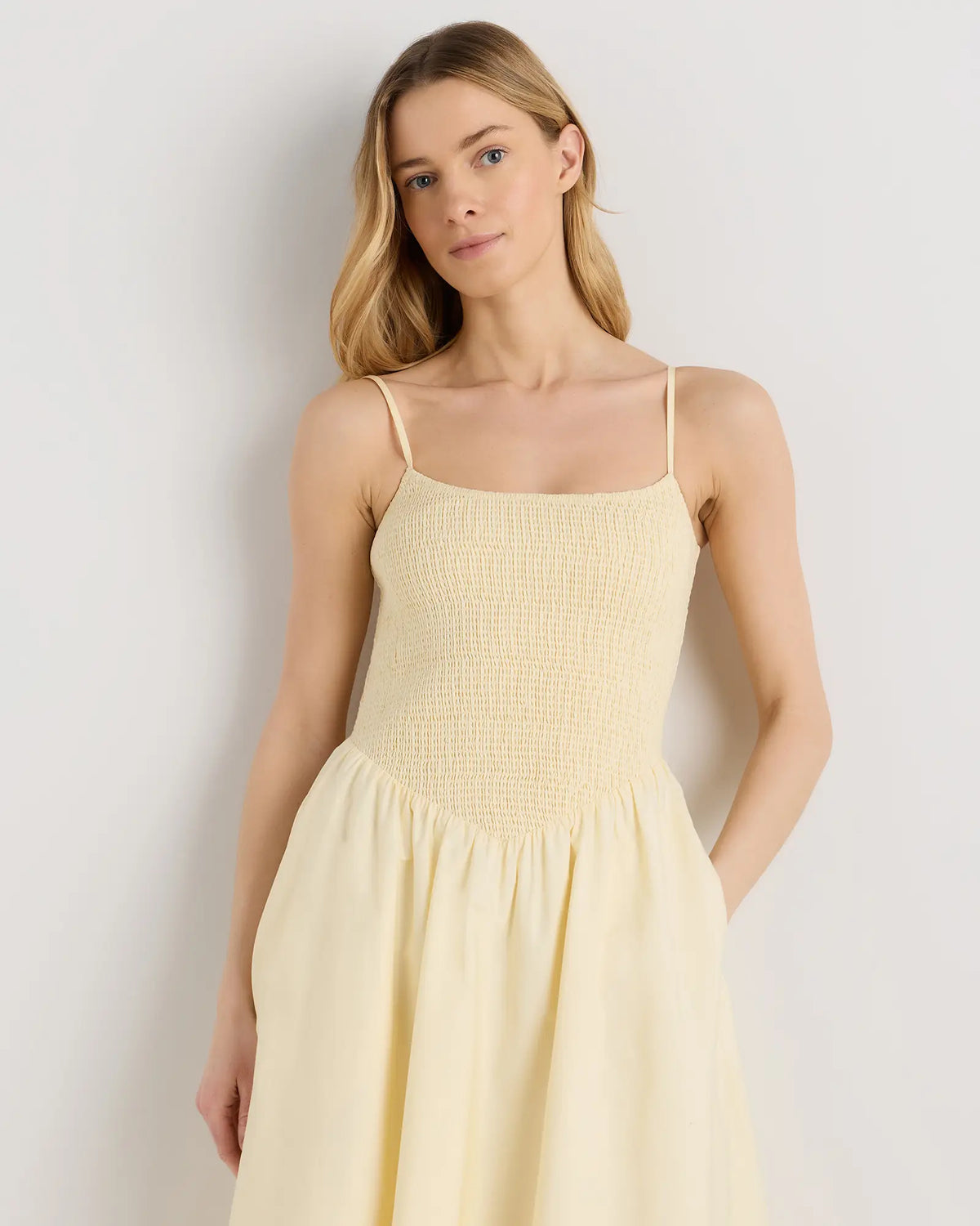 100% Organic Cotton Poplin Drop Waist Midi Dress - US 1209