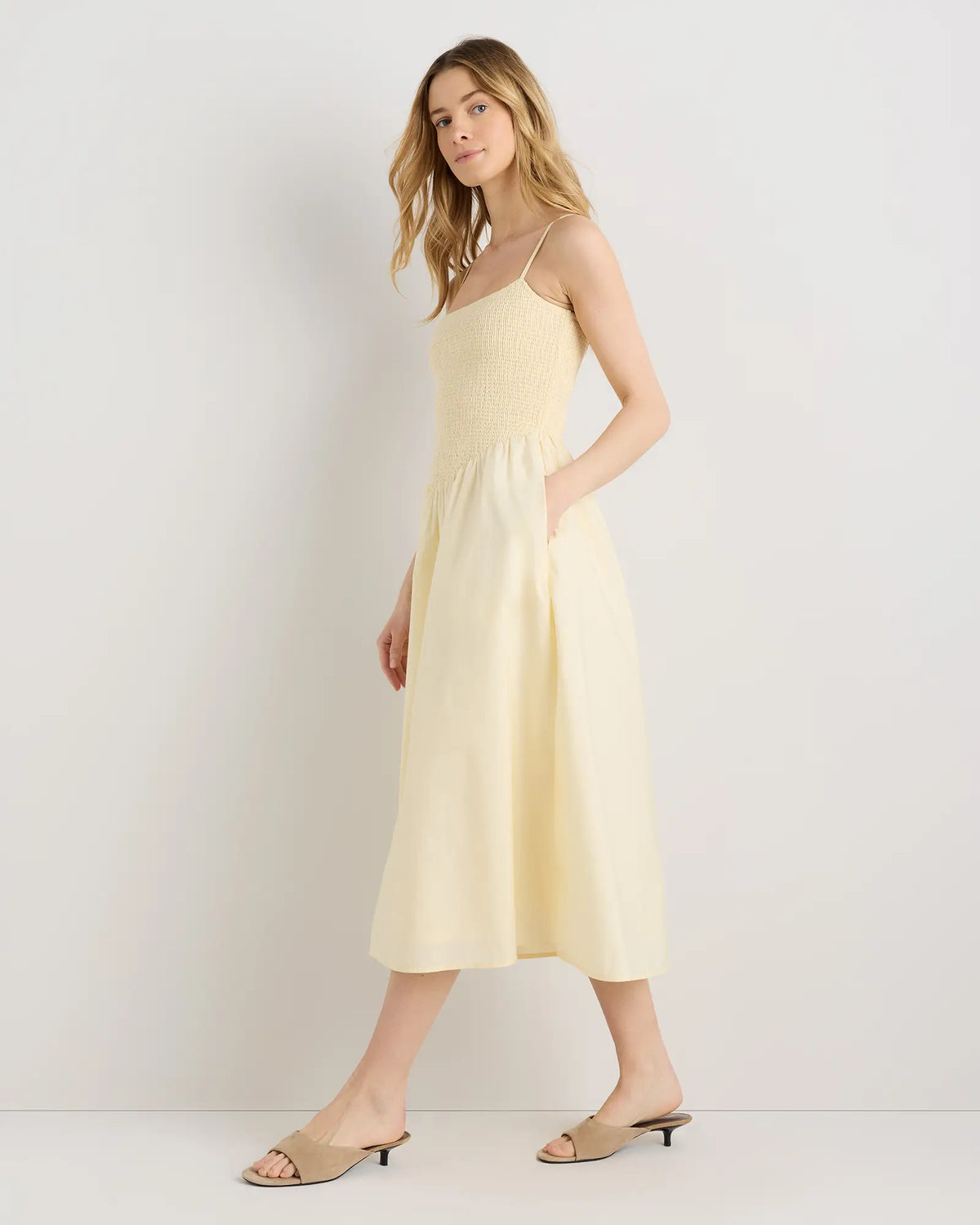 100% Organic Cotton Poplin Drop Waist Midi Dress - US 1209