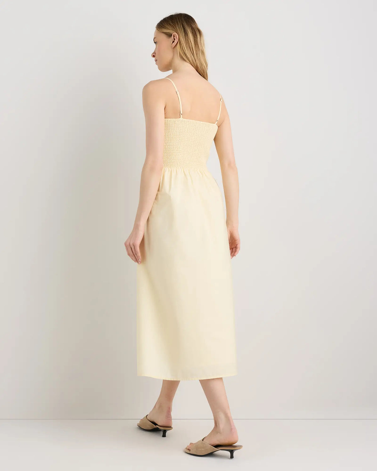100% Organic Cotton Poplin Drop Waist Midi Dress - US 1209