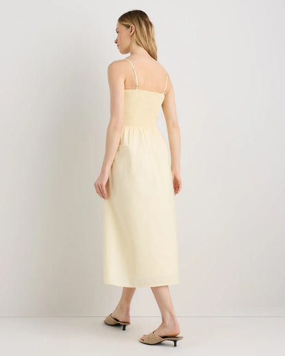100% Organic Cotton Poplin Drop Waist Midi Dress - US 1209