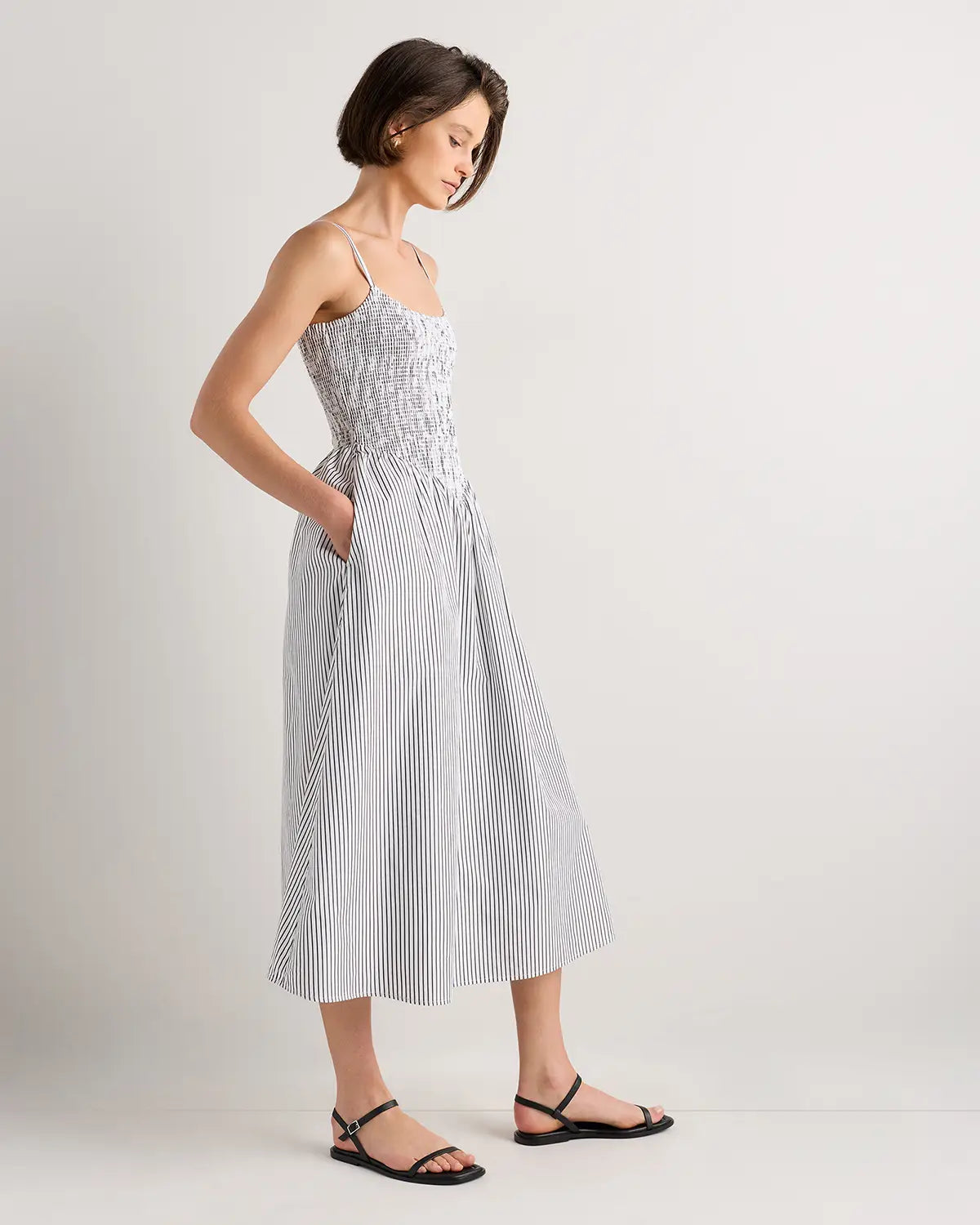 100% Organic Cotton Poplin Drop Waist Midi Dress - US 5384