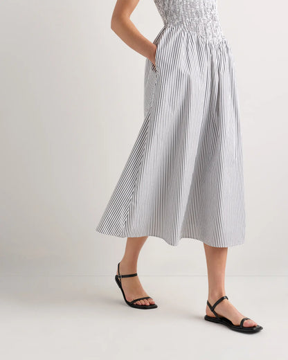 100% Organic Cotton Poplin Drop Waist Midi Dress - US 5384