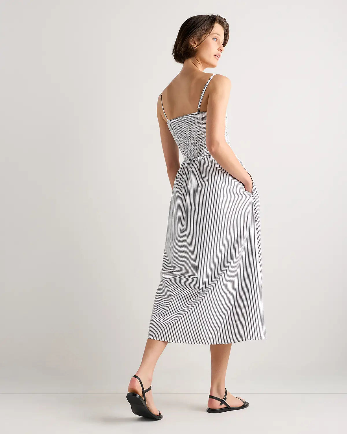 100% Organic Cotton Poplin Drop Waist Midi Dress - US 5384
