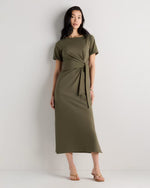 Stretch Cotton Jersey Side Tie Midi Dress - US 1354