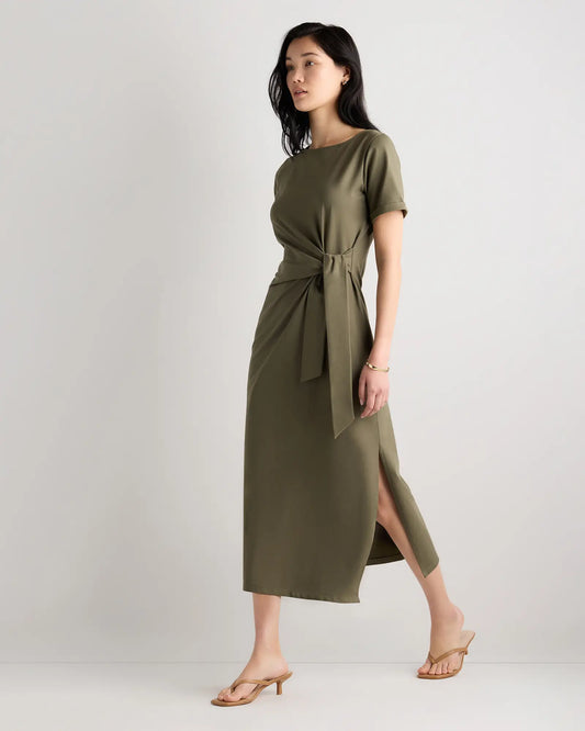 Stretch Cotton Jersey Side Tie Midi Dress - US 1354