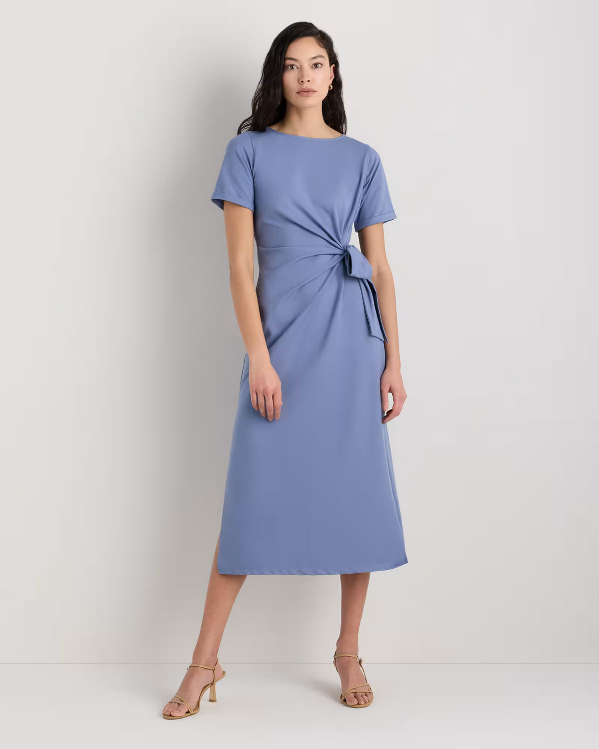 Stretch Cotton Jersey Side Tie Midi Dress - US 3710