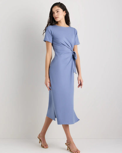 Stretch Cotton Jersey Side Tie Midi Dress - US 3710