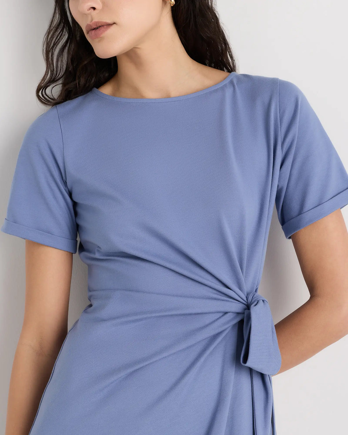 Stretch Cotton Jersey Side Tie Midi Dress - US 3710