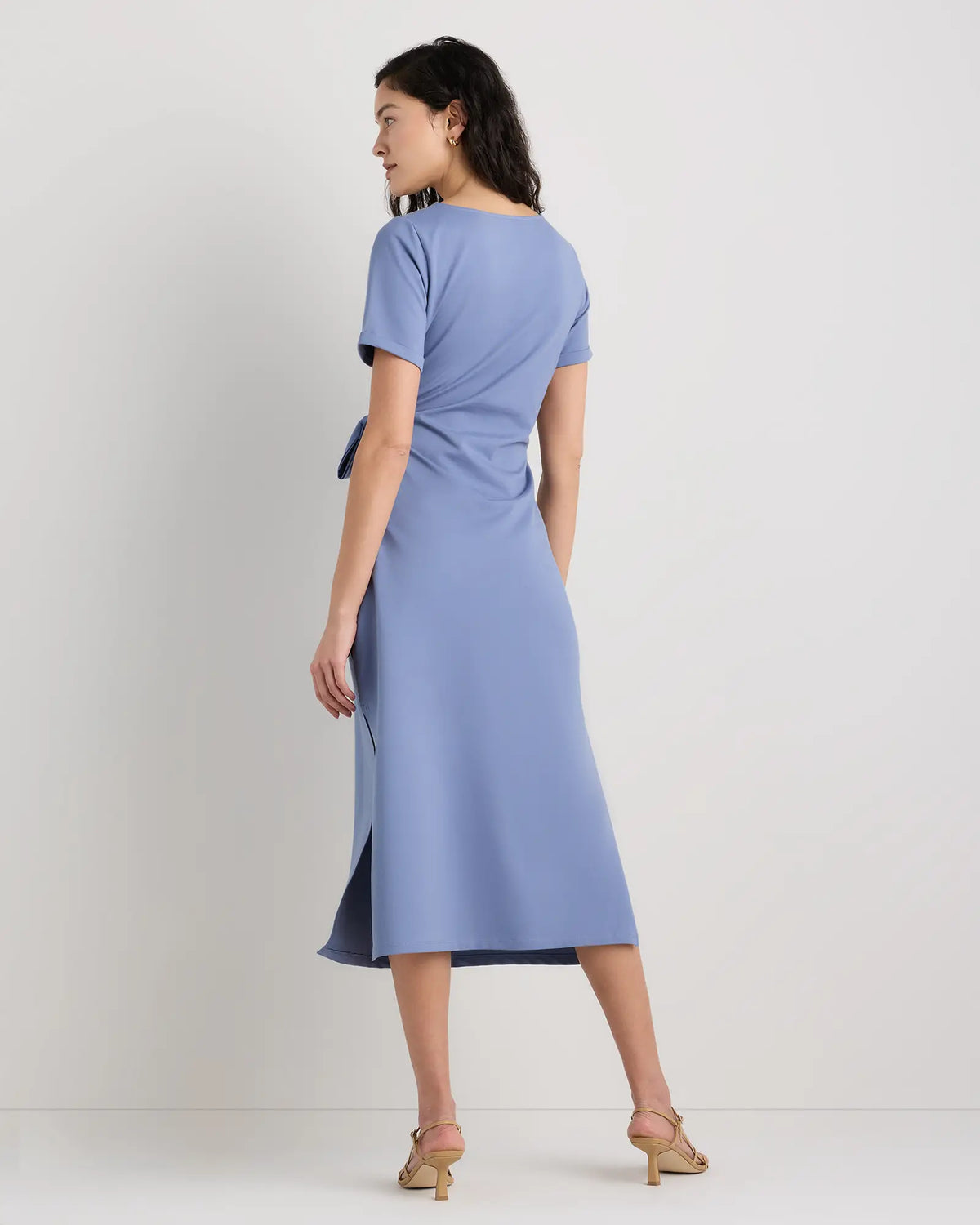 Stretch Cotton Jersey Side Tie Midi Dress - US 3710