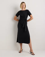 Stretch Cotton Jersey Side Tie Midi Dress - US 9167