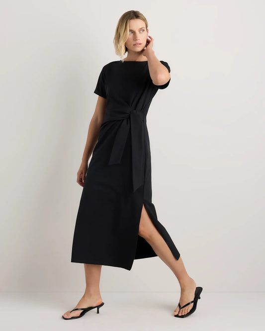 Stretch Cotton Jersey Side Tie Midi Dress - US 9167