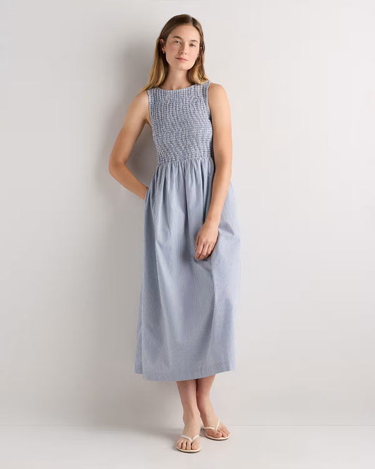 100% Organic Cotton Poplin Boatneck Maxi Dress - US 8328