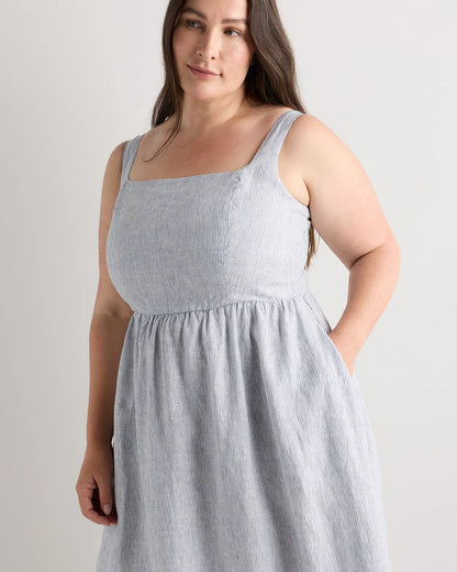 100% European Linen Fit & Flare Midi Dress - US 3544