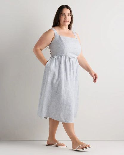 100% European Linen Fit & Flare Midi Dress - US 3544