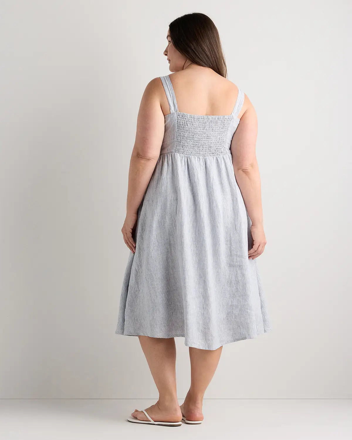 100% European Linen Fit & Flare Midi Dress - US 3544