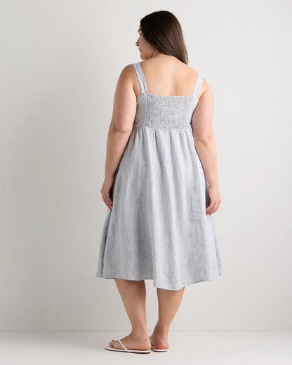 100% European Linen Fit & Flare Midi Dress - US 3544