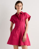 Stretch Twill Pleated Mini Shirt Dress - US 3356